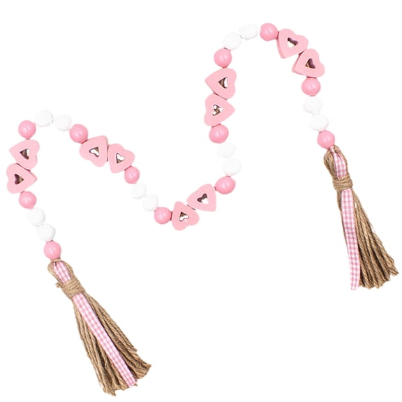 ULTNICE Beaded Tassel Decor Wooden Bead Garland for Pink 1Set