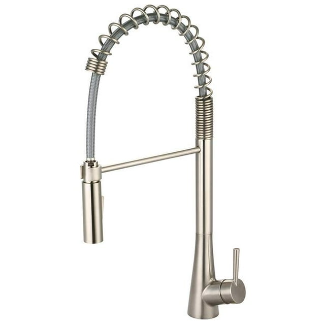 I2 K-5015-BN 7.62 in. Single Handle Pre-Rinse Spring Pull-Down Kitchen Faucet - Brushed Nickel