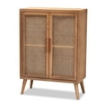 thumbnail image 1 of Baxton Studio Armoire de Rangement en Bois Fini Chêne Brun et Rotin de Style Mi-Siècle, 1 of 9
