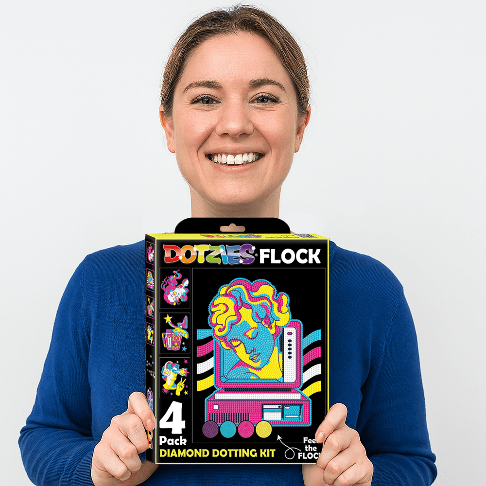 Diamond Dotz Neon Flock Retro Classic Diamond Painting Kits for Adults - Colorful Diamond Art Kits a Relaxing Creative Craft Kit with Dotz Gems 10x8