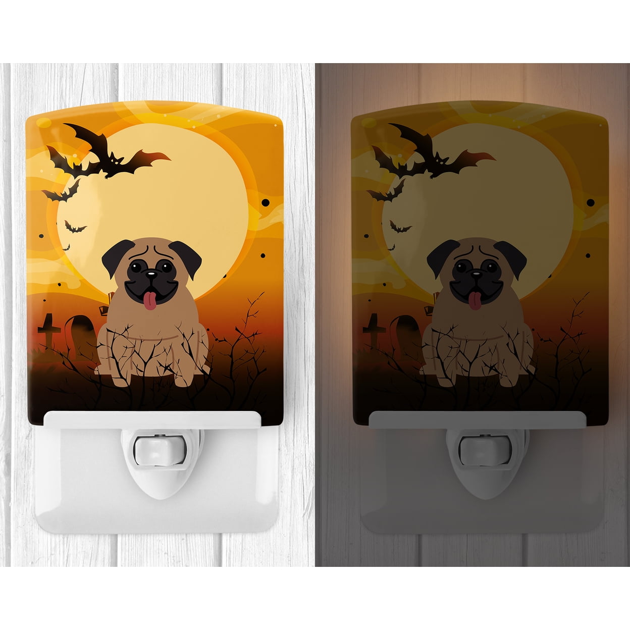 Halloween Pug Brown Ceramic Night Light
