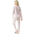 thumbnail image 2 of Casual Nights Women's V-Neck Long Sleeve Print Pajama Set - Pointelle/Pink - 3X, 2 of 2