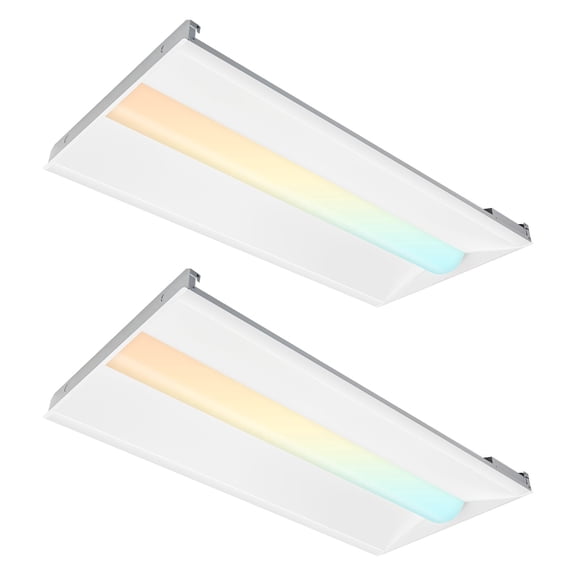 24 LED Troffer Center Basket Panel,3CCT,30/40/50W,125 lm/W,120277 V010V Dimmable, LED Troffer Panel Light Suitable for Office, Library,2PCS