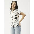 thumbnail image 3 of Moomaya Printed V-Neck Long Tops For Women, Short Sleeve Regular Fit Shirt, 3 of 8