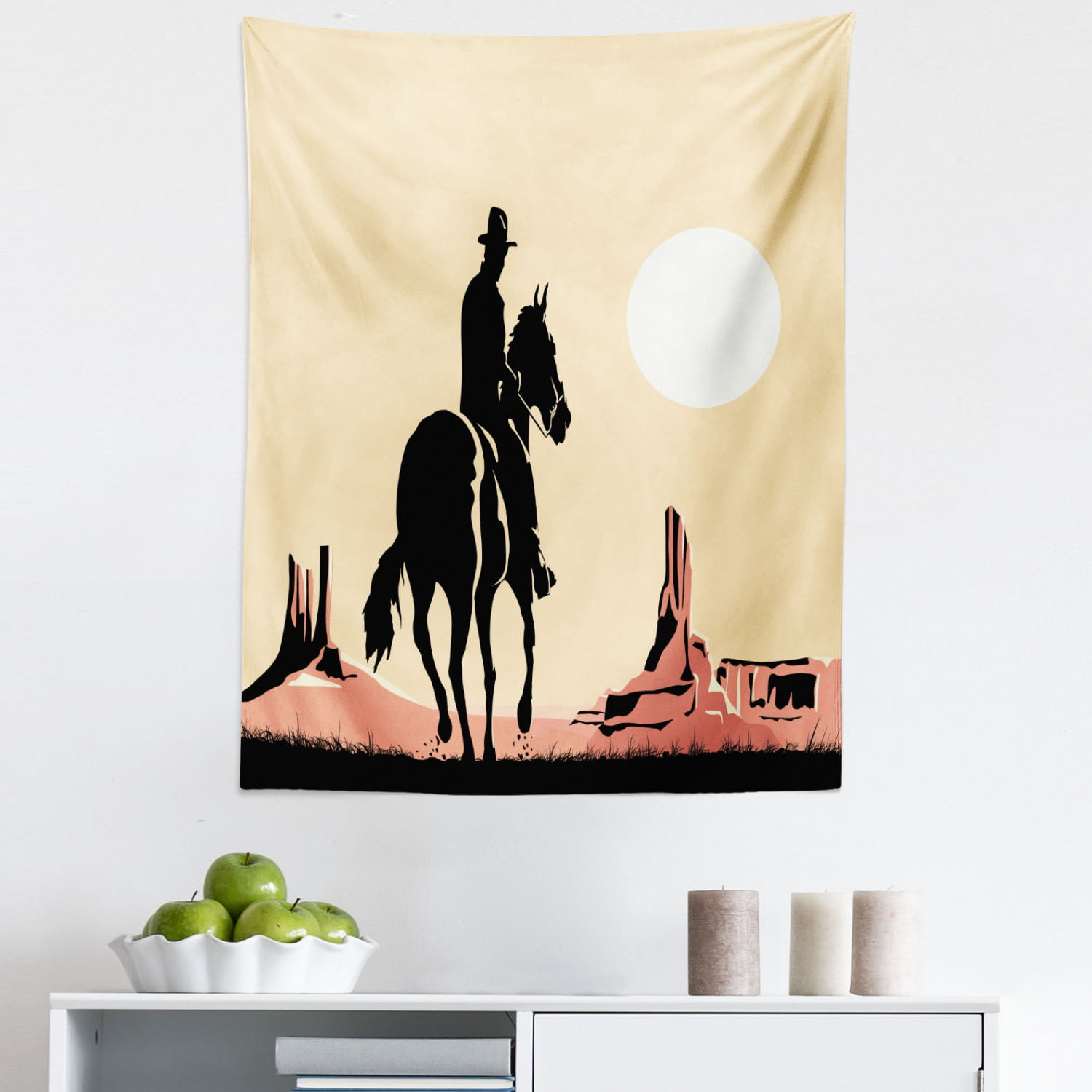 Western Cowboy WITH HorseWall Hanging Decor Tapestry Bohemian Bedspread Dorm 