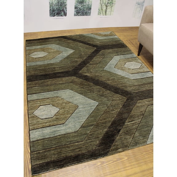 Peshawar Lahore Grey/Lt. Brown Rug, 5'8" x 7'8"