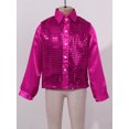 thumbnail image 7 of iiniim Boys Sparkle Sequins Long Sleeve Button Down Shirt Latin Jazz Dance Stage Performance Hot Pink 4-5, 7 of 7