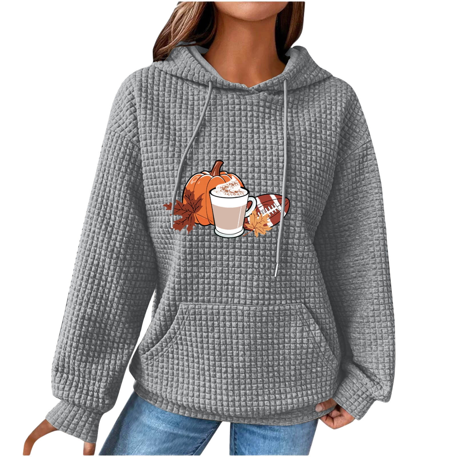 XMMSWDLA Kangaroo Pocket Hoodies for Womens V Neck