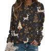 thumbnail image 2 of asdoklhq Fall Sweatshirts for Women Ladies' Fashionable Printed Hooded Raglan Long Sleeved Round Neck Top Black S, 2 of 6