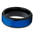 thumbnail image 3 of Silly Kings 8mm Blue Tungsten Carbide Wedding Ring Black Inlay Unique Edges Mens Band, 3 of 3