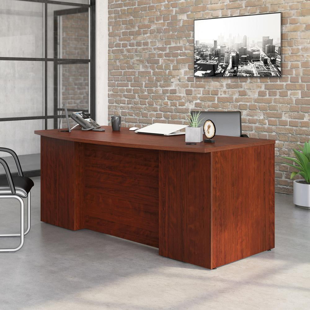Sauder Affirm 72" x 36" Bowfront Executive Desk in Classic Cherry