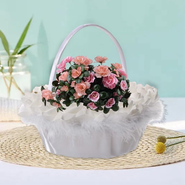 de de Decorativa Blanca de Espuma Occidental Rosa Satinada para Suministros Soledad Cesta de boda