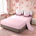 thumbnail image 4 of Homewish Pink Bowknot Twin Bedding for Princess Girls, Glitter Cheetah Print Bedding Comforter Set, Pink Reversible, 7 Pieces, 4 of 7