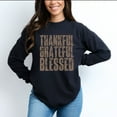 thumbnail image 2 of Thankful Grateful Blessed Block Distressed - Women's Garment Dyed Long Sleeve Graphic T-Shirt, 2 of 10