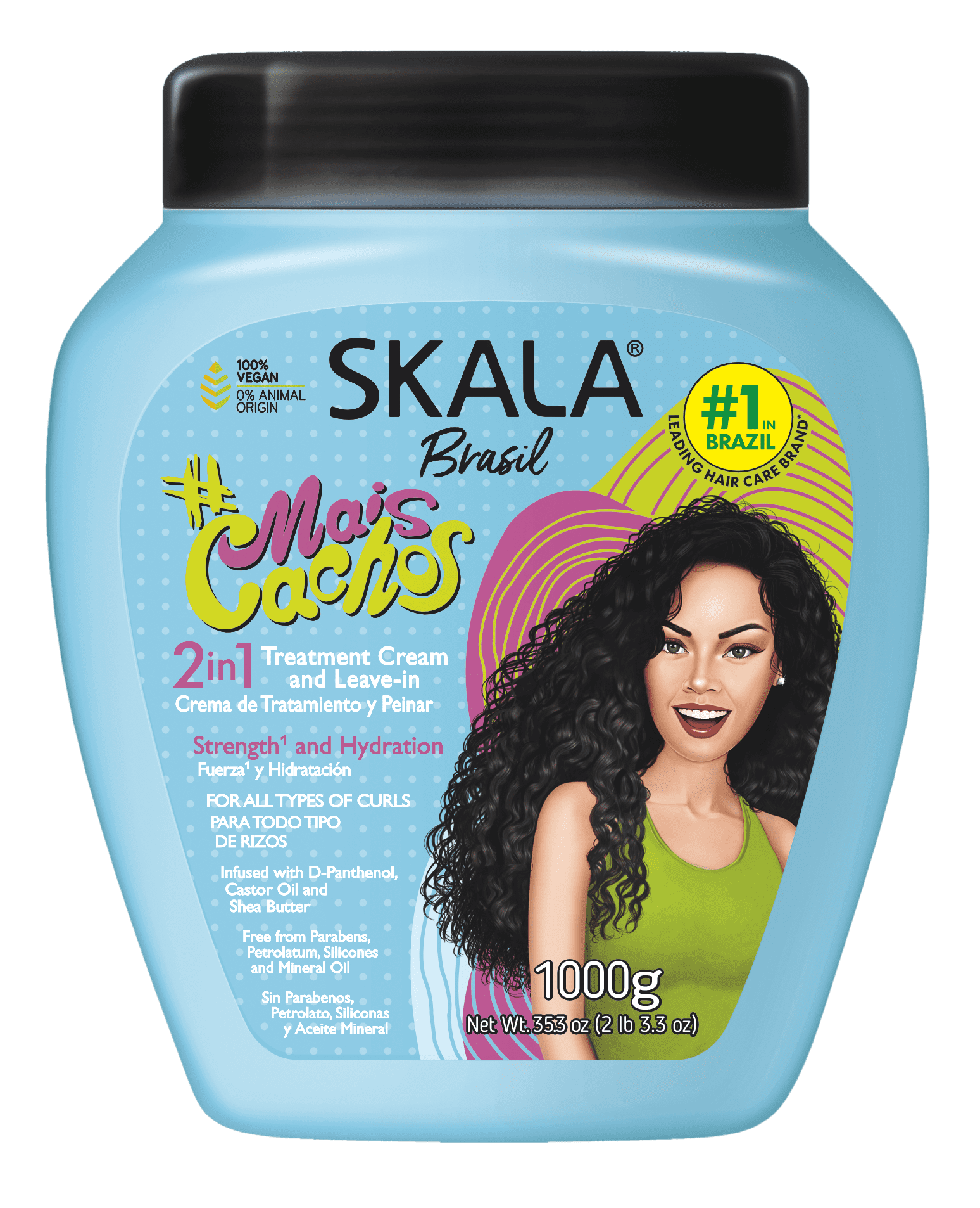 (6 pack) Skala Mais Cachos 2-in-1 Hair Treatment Cream & Leave In Conditioner for Curly, Frizzy Hair, 35.3 oz