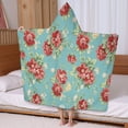 thumbnail image 5 of Pioneer Flower Floral Print Pattern Hooded Bath Towel，60"x35" for Ages 3 To 12 Kids, Quick Dry Lightweight Soft Microfiber Hood Beach Towel Cover Up for Kids, 5 of 7
