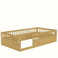 thumbnail image 6 of DreamBuck Twin Floor Bed with High Fence, Wood Montessori Bed for Girls, Boys, Montessori Floor Bed, Twin Floor Bed without Slats, Floor Bed Frame for Bedroom, Playroom, Easy Assembly, 6 of 9