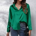 thumbnail image 3 of Women's Tops Satin Satin Imitation Silk Long Sleeved Button Down Blouse Shirts for Women, 3 of 4