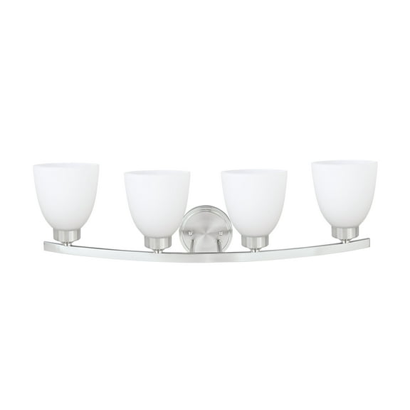 Aspen Creative 62205-1, Four-Light Metal Bathroom Vanity Wall Light Fixture, 28-3/4" Wide, Transitional Design in Satin Nickel