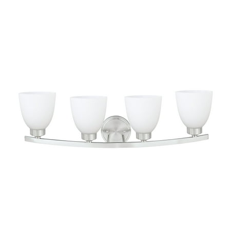 

Aspen Creative 62205-1 Four-Light Metal Bathroom Vanity Wall Light Fixture 28-3/4 Wide Transitional Design in Satin Nickel