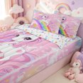 thumbnail image 3 of Erosebridal Cartoon Stars Unicorn Zipper Twin Comforter Sets with Fitted Sheet and 2 Pillowcases for Girls, Rainbow Love Heart Print Zipper Bedding Set, Stars Reversible, 4pcs, 3 of 7