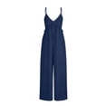 thumbnail image 6 of Xugsiok Jumpsuits for Women Summer Sleeveless Spaghetti Strap Rompers Comfortable Workout Wide Leg Long Pants Casual Solid Color Loose Overalls with Pockets for Trendy Beach Vacation Outfits, 6 of 6