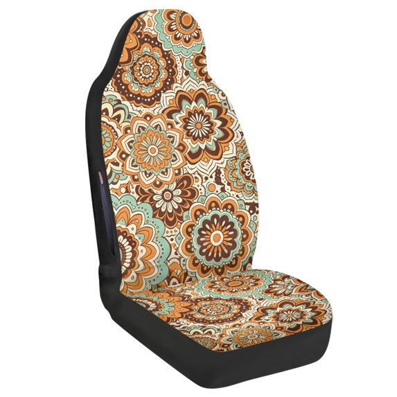 Chririnla Retro Floral Front Seat Protector Cover for Auto, Easy to Install Automotive Seat Covers Waterproof Polyester Car Seat Cover