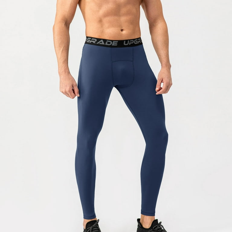 HAOTAGS Men's Casaul Sport Pants Quick-dry Tights Running Basketball  Training Leggings Navy Size L