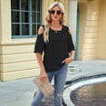 thumbnail image 4 of Blusa de Verano de Corta con Hombros Descubiertos y Encaje Acampanado para Mujer Negro S, 4 of 10