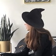 thumbnail image 3 of Sombrero de bruja moderno para mujer, gorro tejido con aguja de ala ancha, sombrero de fieltro para Cosplay de Halloween, disfraz de lana plana oso de fresa  vestir, 3 of 5