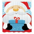 thumbnail image 3 of Ambesonne Christmas Shower Curtain, Happy Santa with Gift, 69"Wx75"L, Sky Blue and Vermilion, 3 of 5