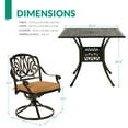 thumbnail image 6 of VIVIJASON 5-Piece Outdoor Patio Dining Set, All-Weather Cast Aluminum Conversation Set, Patio Furniture Set for Deck Lawn Garden, Include 4 Swivel Dining Chairs, a 35.4" Square Table w/Umbrella Hole, 6 of 7