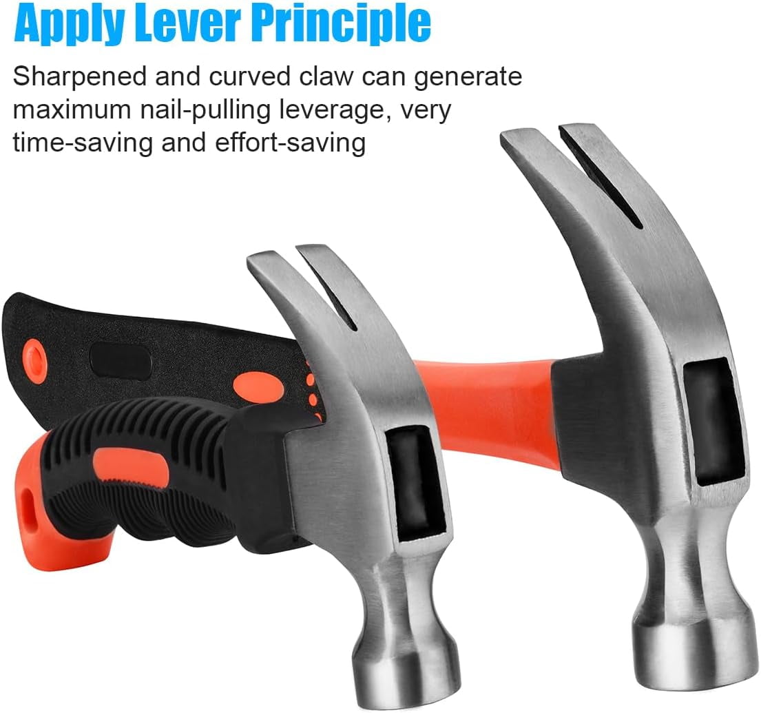 2 Piece Hammer Set, includes Claw Hammer and General Purpose Claw Hammer, Soft Nonslip Handle & Heat Treated Head