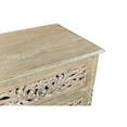 thumbnail image 4 of Taran Designs Monte Floral Carved Solid Wood 3-Drawers Nightstand in Gray, 4 of 6