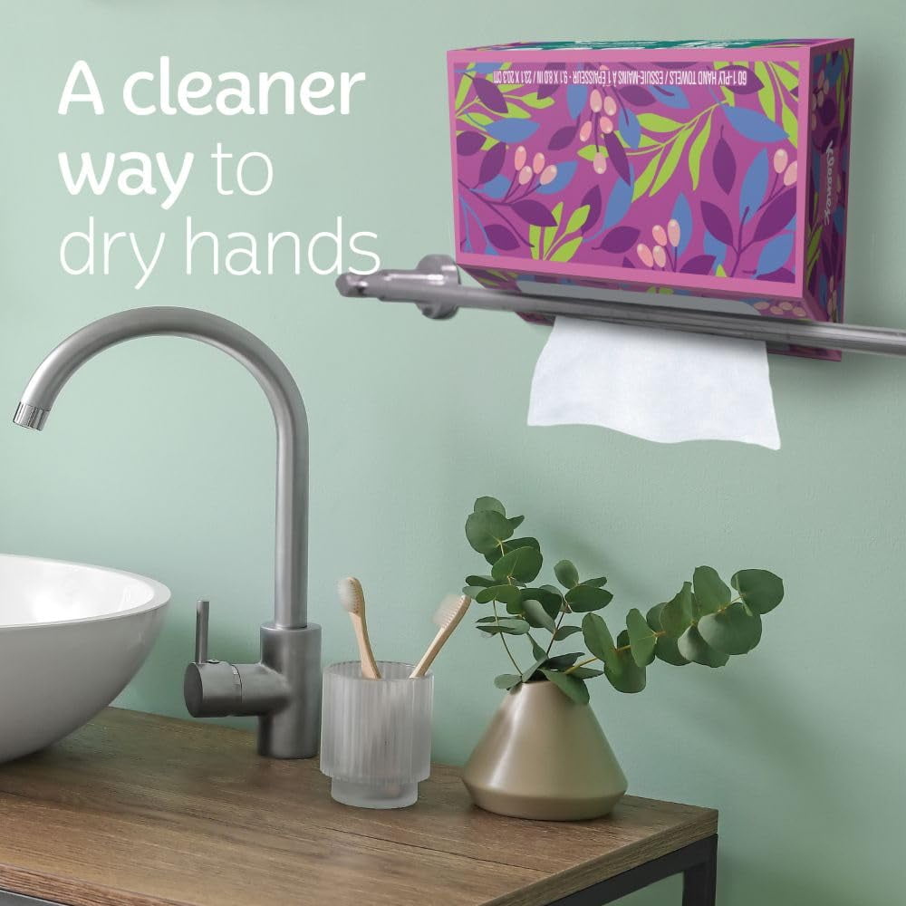 Kleenex Disposable Paper Hand Towels, 6 Boxes, 60 Tissues Per Box (360 Total Tissues), Packaging May Vary