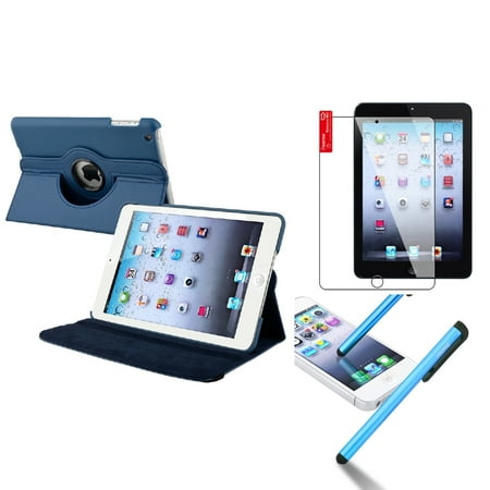 iPad Mini 3/2/1 Case, iPad Mini Case by Insten For iPad Mini 3rd 3 2nd 1 1st Gen Rotating Leather Case Cover Stand Navy Blue