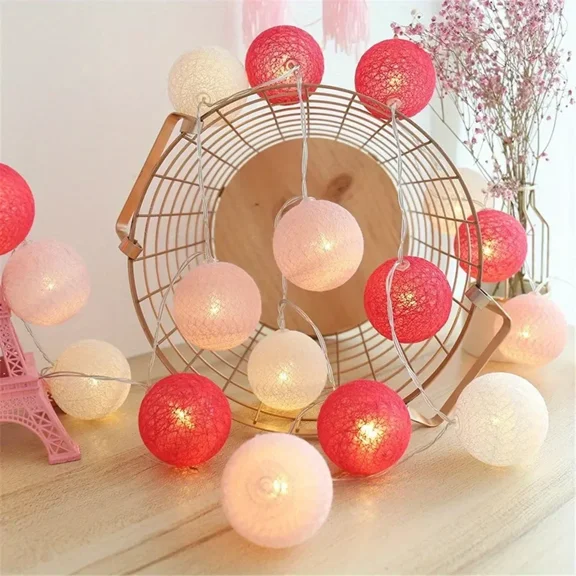 Cotton Garland Balls Lights String Christmas Easter Outdoor Hanging Party Baby Kids Room Bed Fairy Lights Decorations