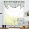 thumbnail image 2 of Visillo Valance Jinchan Floral de Lino 36 cm Azul sobre Beige para Ventanas, 2 of 7