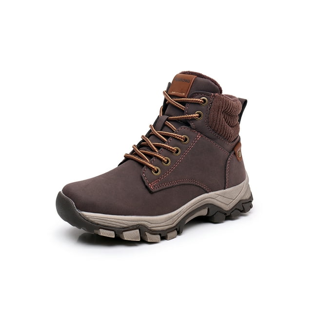 Woobling Boy Comfort Ankle Boot Walking High Top Hiking Boots Slip Resistant Trekking Shoes Dark Brown 9C