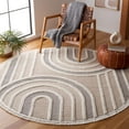 thumbnail image 2 of SAFAVIEH Urban Drew High Low Curve Striped with Fringe Area Rug, Beige/Ivory, 6'7" x 6'7" Round, 2 of 11