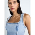 thumbnail image 4 of Devil Wears Prada Scoop Collection Women’s Peplum Hem Denim Top, Sizes 0-22W, 4 of 5