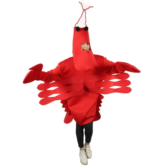 HPO Adult Unisex Red Sea Creature Costume with Hat & Gloves - Halloween Synthetic Fabric Outfit (Small)
