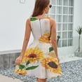 thumbnail image 6 of Sunflower Flowers on Old Fashioned Letters Romantic Women's Tank Dress V Neck Sleeveless Summer Sundress, 6 of 7