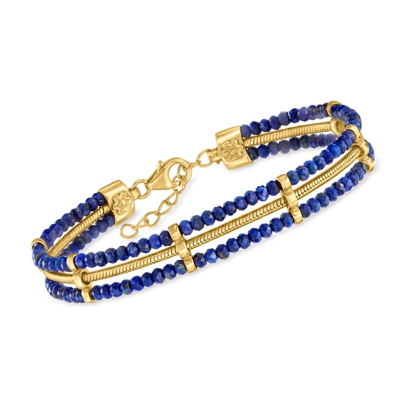 Ross-Simons Lapis Bead and Snake-Chain Bracelet in 18kt Gold Over Sterling, Women's, Adult