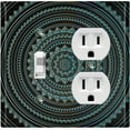 thumbnail image 1 of Metal Light Switch Plate Cover Teal Black Mandala Circle Tile Pattern MDL012, 1 of 13