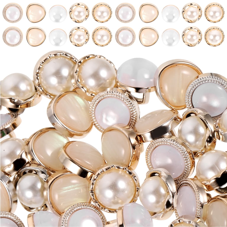 10-Pack Gold Pearl Buttons - Plastic Shank, 15-25mm Sizes - Perfect For Sewing, Garment DIY & Crafts