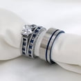 thumbnail image 6 of His and Her Matching Rings White AND Blue Couple Rings CZ Wedding Ring Sets Wedding Band, 6 of 7