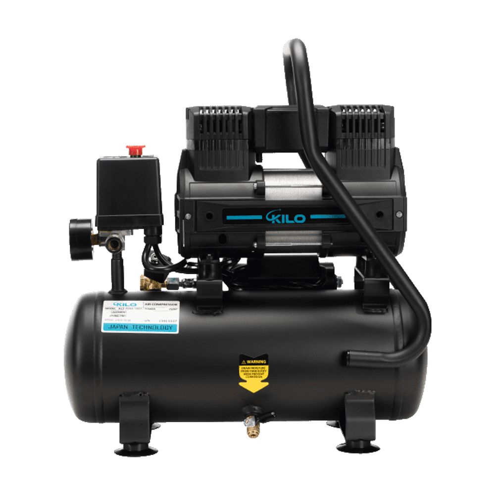 2 Gallon Oil Free Air Compressor, 1.0HP,  Max.115 PSI Pressure, 65dB Ultra Quiet Compressor for Auto Repair, Tire Inflation, Spray Painting, Woodwork Nailing, Black + Silver