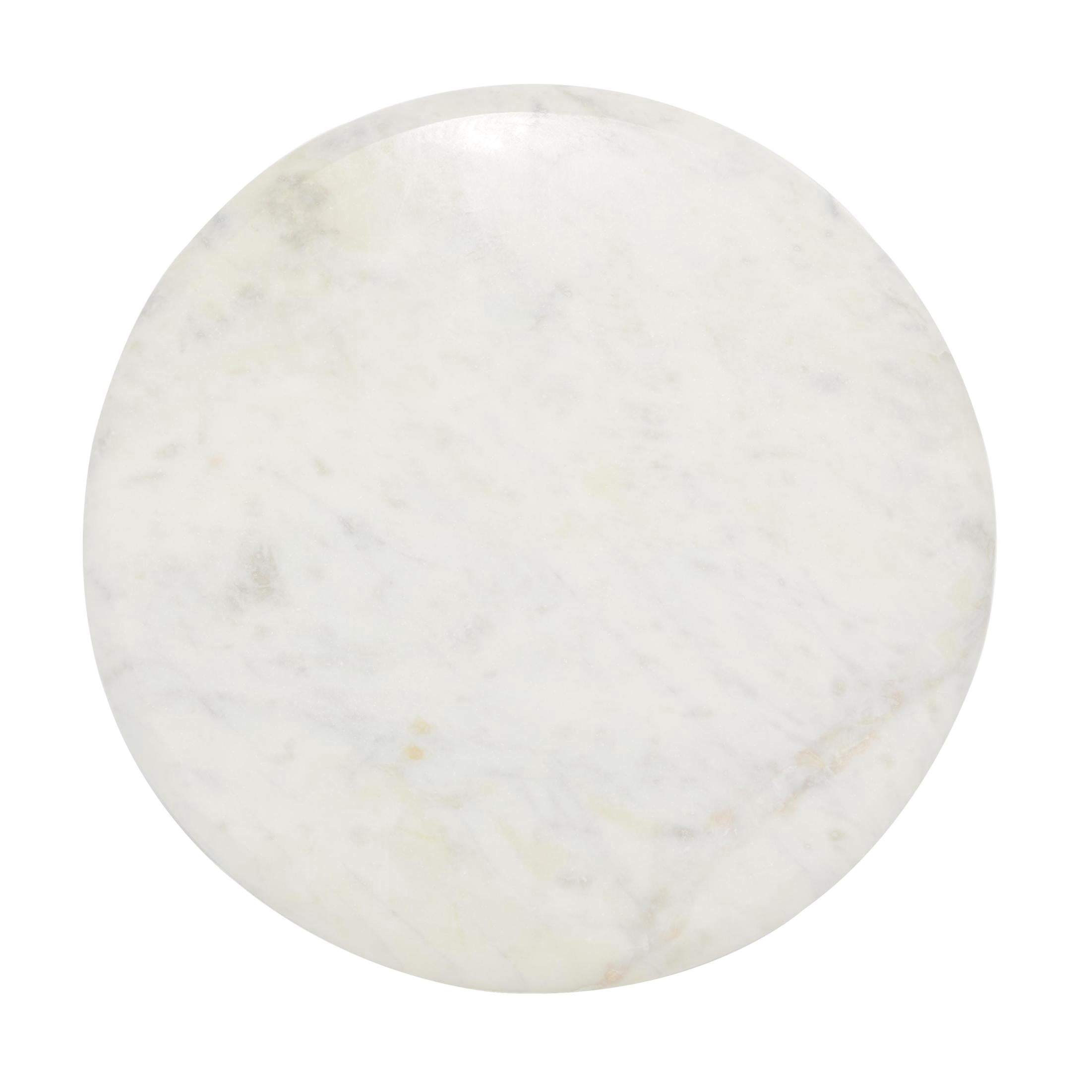 DecMode 12" x 7" White Marble Decorative Stand with Gold Base, 1-Piece