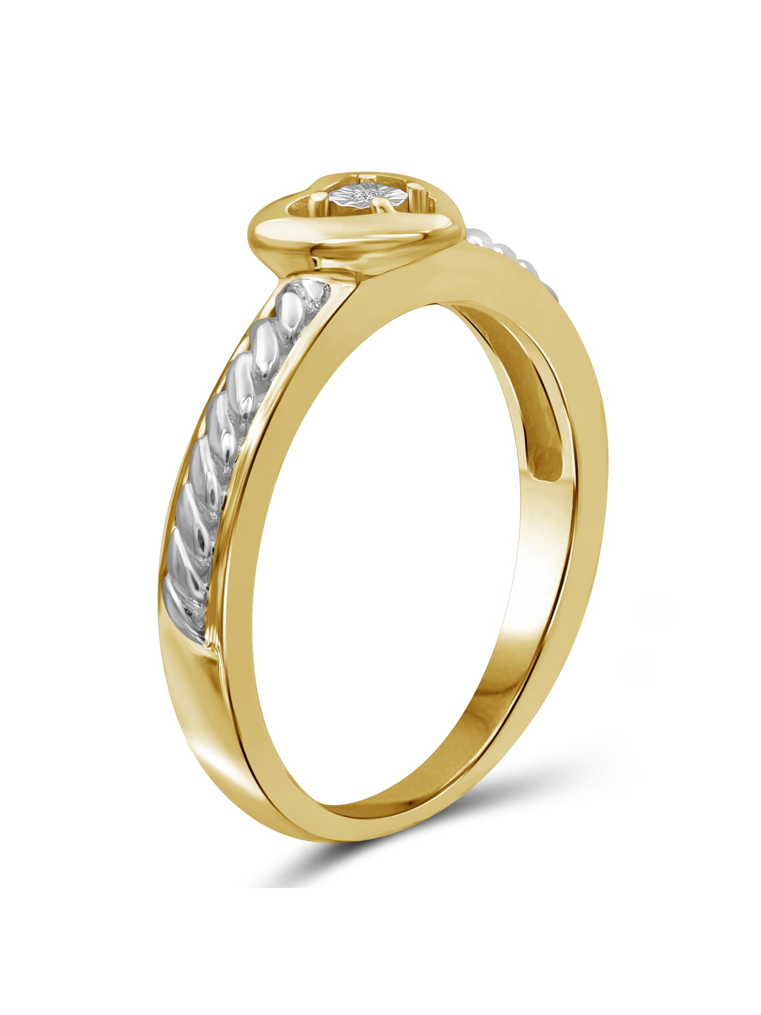 JewelersClub Diamond Rings for Women – Accent White Diamond Ring Jewelry– Two Tone Sterling Silver Bands for Women –– Ring by JewelersClub